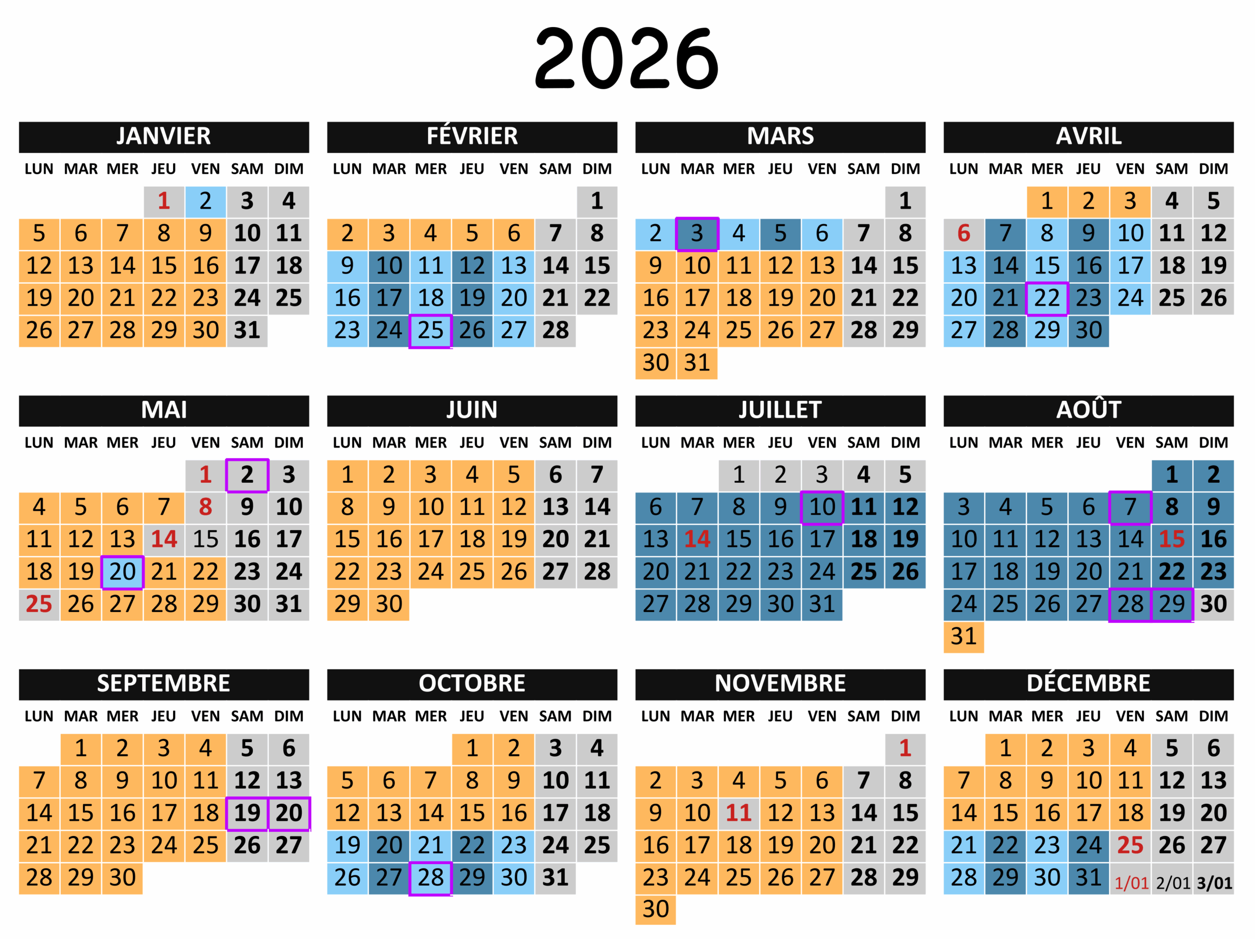 2026 TSI Calendrier des ouvertures au public