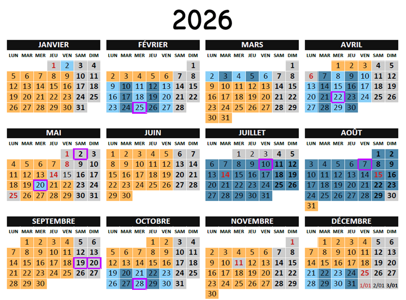 2026 TSI Calendrier des ouvertures au public